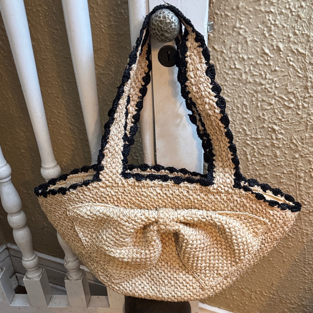 Kate Spade Black + Target Tan Woven Tote with Bow